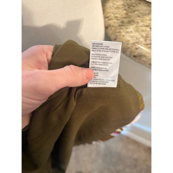 Silence + Noise Midi Strappy Back Green Floral Tropical Dress Size 6 - Picture 5 of 6